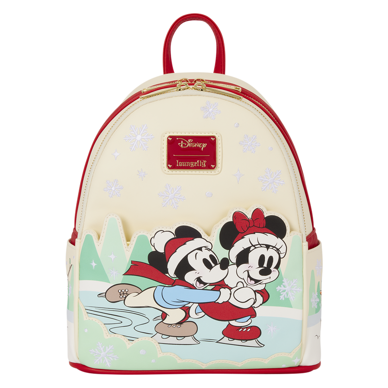 Mickey Mouse and Friends Holiday Ice Skating Disney Loungefly Mini Backpack