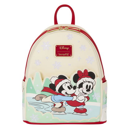 Mickey Mouse and Friends Holiday Ice Skating Disney Loungefly Mini Backpack