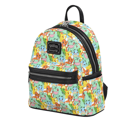 Pikachu and Starter Pokemon AOP Loungefly Mini Backpack