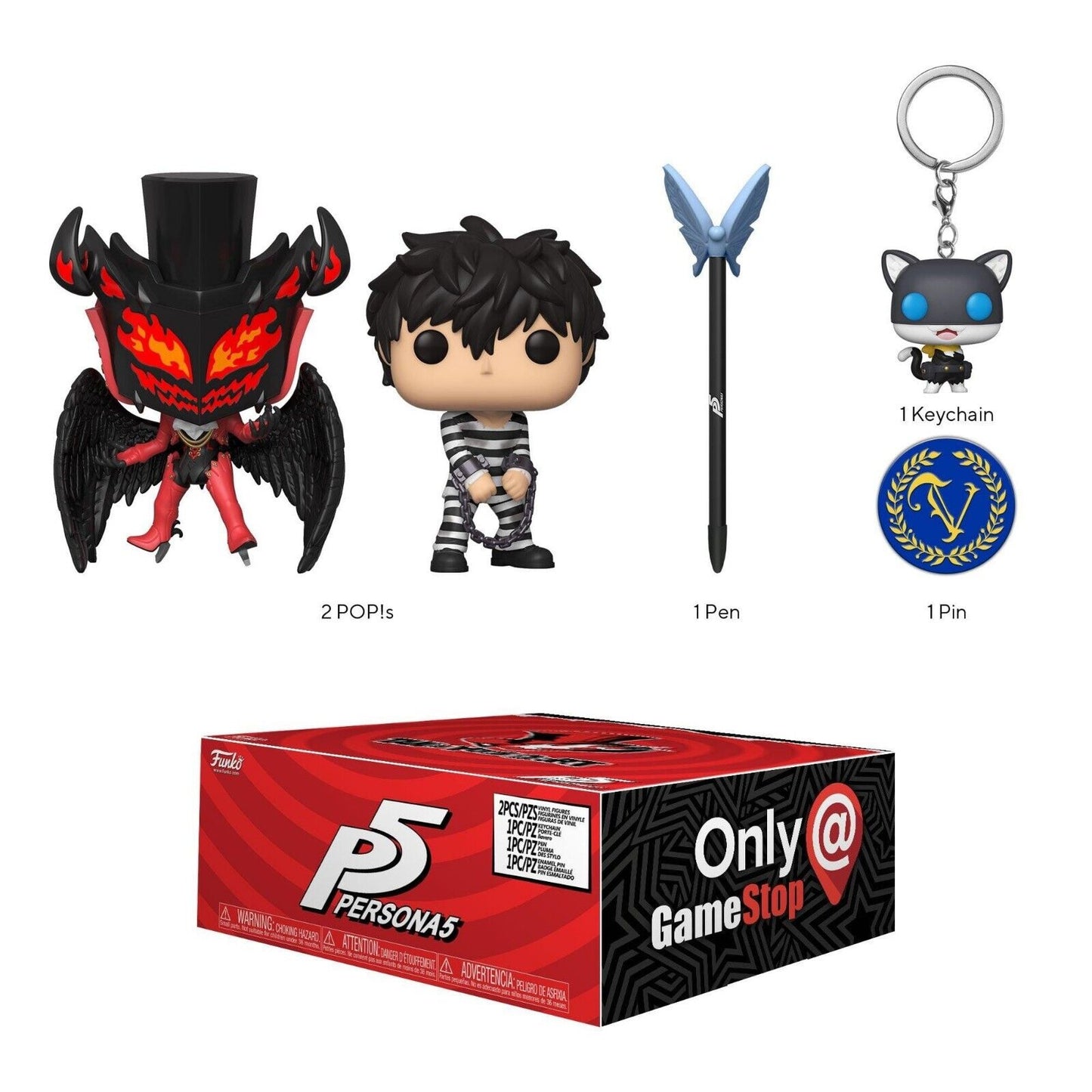 Persona 5 Gamestop Funko Pop Mystery / Collectors Box with Pin, Pen, Keychain, and 2 Pops