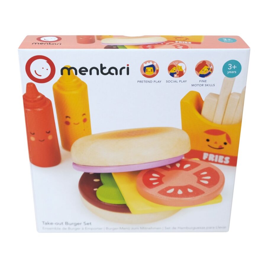 Take Out Burger Set Wooden Play Food Mentari